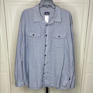 Patagonia Men's M Organic Cotton Long-Sleeved Shirts Button Down Blue Sz XL